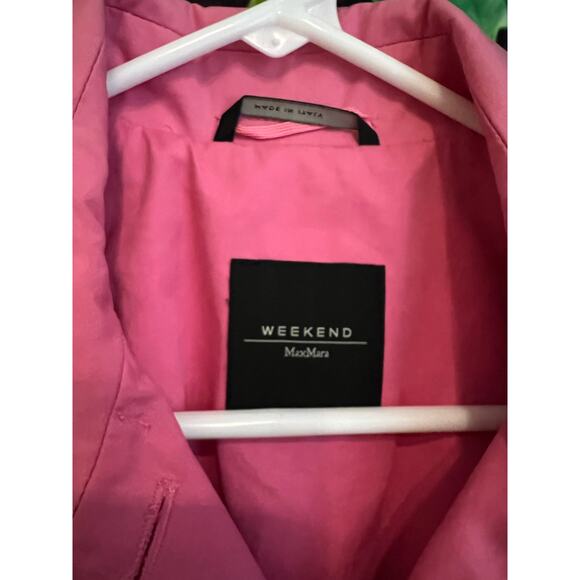 Max Mara Weekend Barbie Bubblegum Pink Belted Button Up Trench Coat Lined Size 8 - Picture 6 of 12